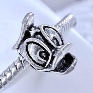 Silver Donald Duck-inspired Bead Charm Fits European Snake Chain Bracelets